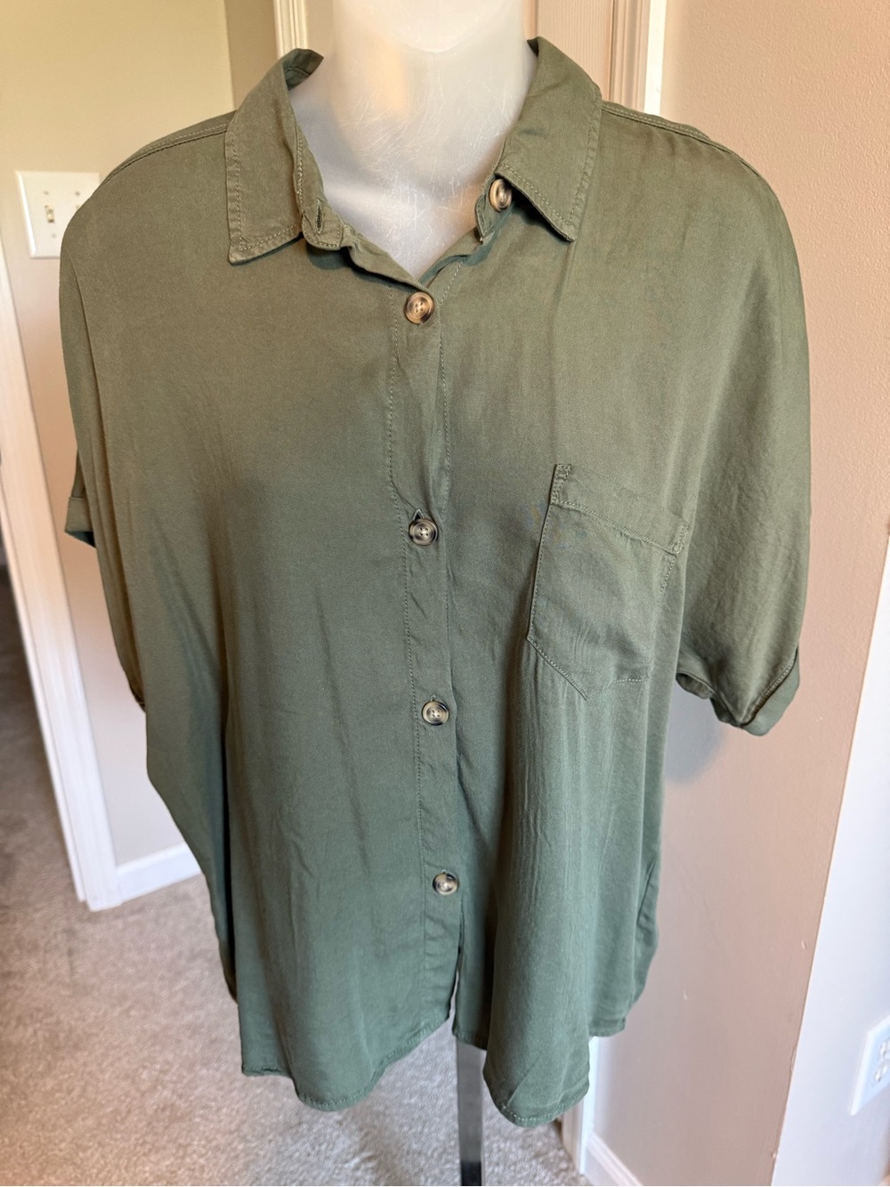 J for Justify Olive Green Button-Up Shirt